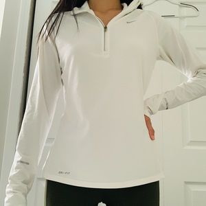 White Nike Dri-fit quarter zip